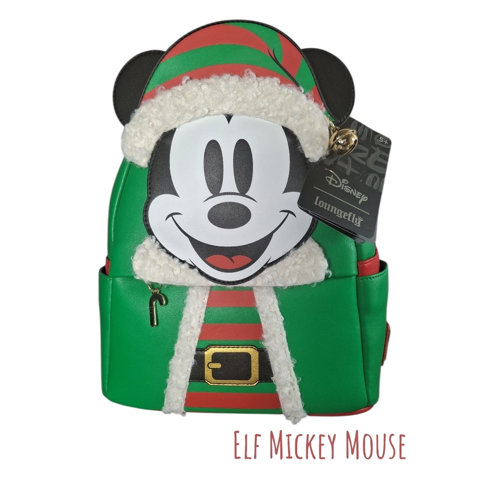 Disney Loungefly Elf Mickey Mouse Christmas Mini Backpack